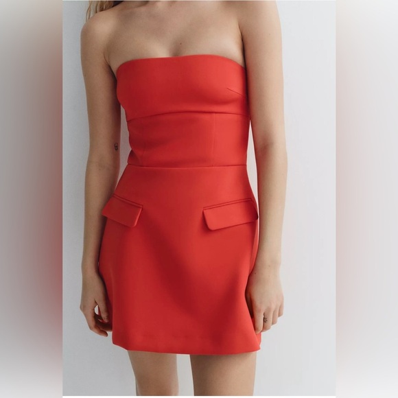 Zara STRAPLESS LAPEL DRESS - Picture 1 of 7
